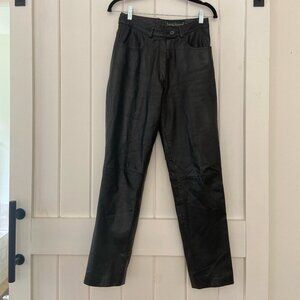 Vintage Harve Benard Black Genuine Leather Pants Womens Size 4 Moto Bikercore